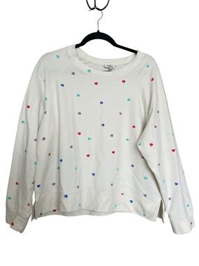 Wildfox Cream Pullover with Multicolor Heart Print